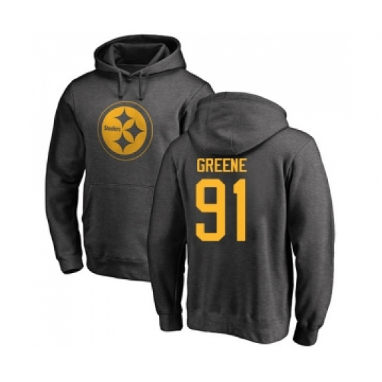 Football Pittsburgh Steelers #91 Kevin Greene Ash One Color Pullover Hoodie - Jersey