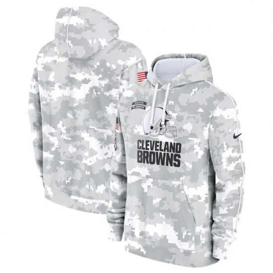 Men's Cleveland Browns 2024 Arctic Camo Salute To Service Club Fleece Pullover Hoodie - Jersey