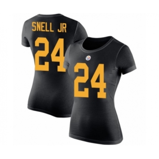 Women's Pittsburgh Steelers #24 Benny Snell Jr. Black Rush Pride Name & Number T-Shirt - Jersey