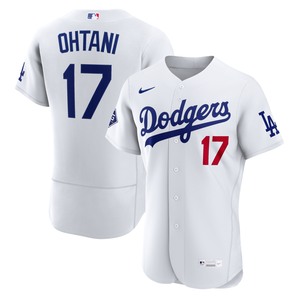 Men's Los Angeles Dodgers Shohei Ohtani Nike White Home Authentic Sponsor Patch Jersey - Jersey