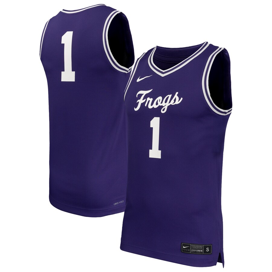 Men's Nike #1 Purple TCU Horned Frogs Replica Basketball Jersey - Jersey