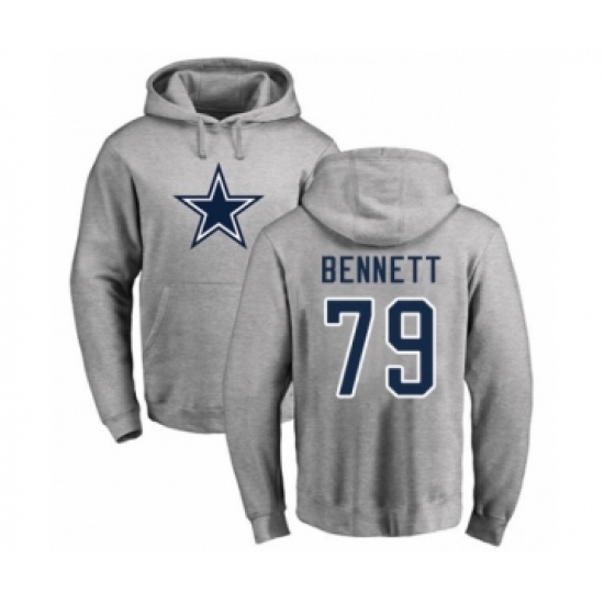Football Dallas Cowboys #79 Michael Bennett Ash Name & Number Logo Pullover Hoodie - Jersey