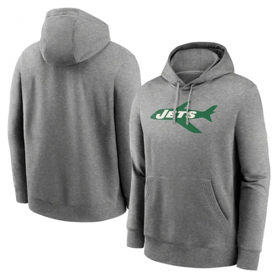 Men's New York Jets Heather Gray Primary Logo Long Sleeve Hoodie - Jersey