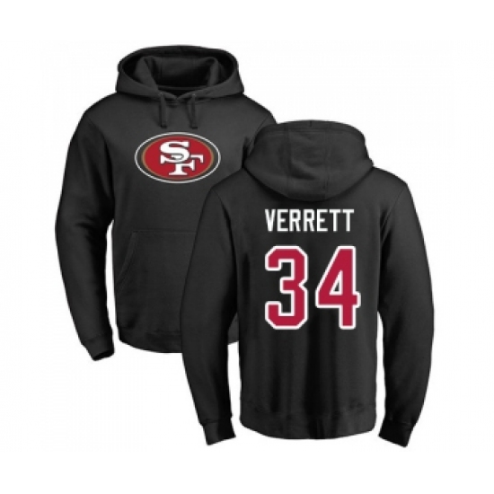 Football San Francisco 49ers #34 Jason Verrett Black Name & Number Logo Pullover Hoodie - Jersey
