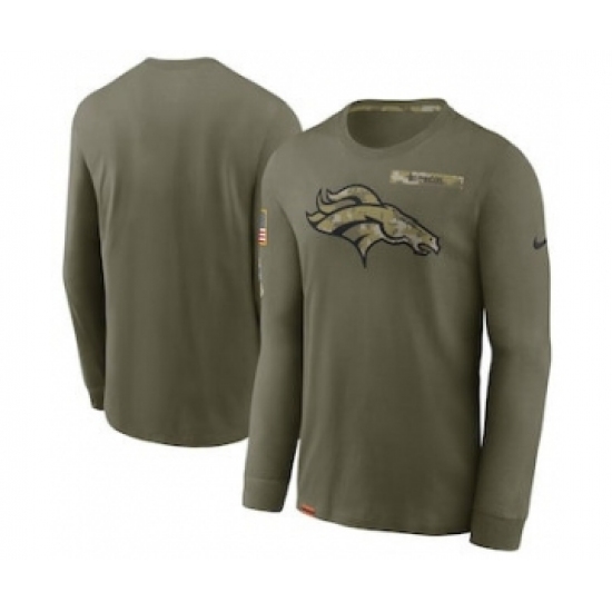 Men's Denver Broncos Football Olive 2021 Salute To Service Performance Long Sleeve T-Shirt - Jersey