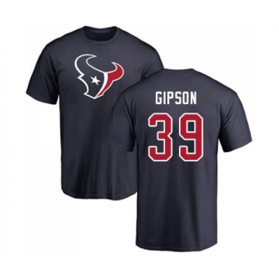 Football Houston Texans #39 Tashaun Gipson Navy Blue Name & Number Logo T-Shirt - Jersey