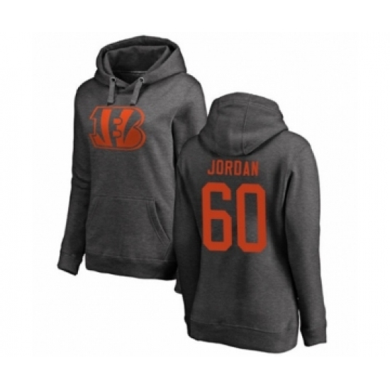 Football Women's Cincinnati Bengals #60 Michael Jordan Ash One Color Pullover Hoodie - Jersey