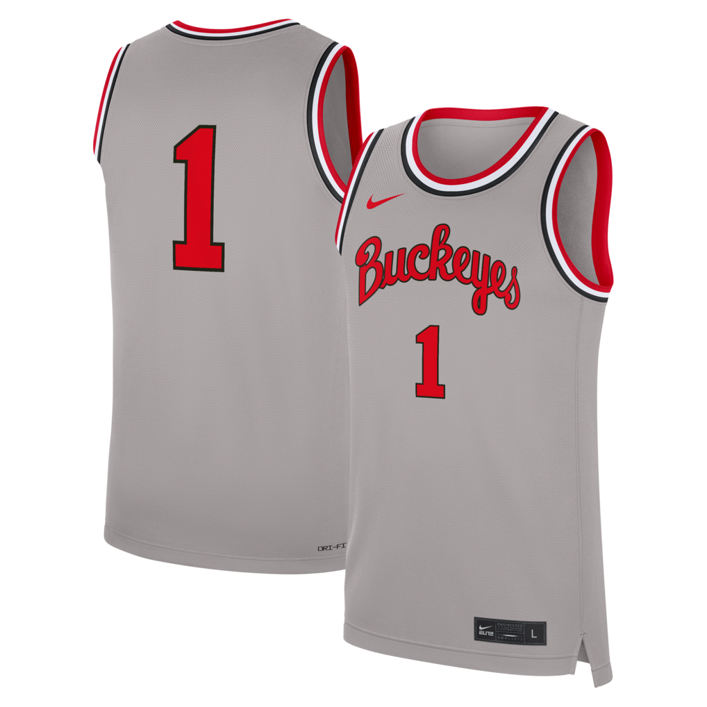 Men's Nike #1 Gray Ohio State Buckeyes Alternate Replica Basketball Jersey - Jersey
