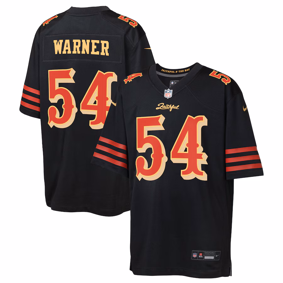 Youth San Francisco 49ers Fred Warner Nike Black 2025 Rivalries Collection Game Jersey - Jersey