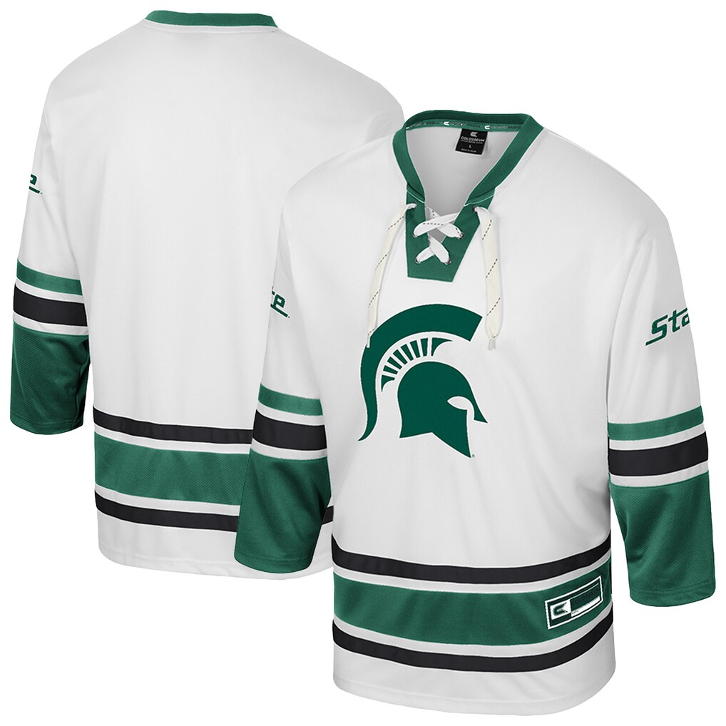 Men's Colosseum Cream Michigan State Spartans Puck Proud Fashion Hockey Jersey - Jersey