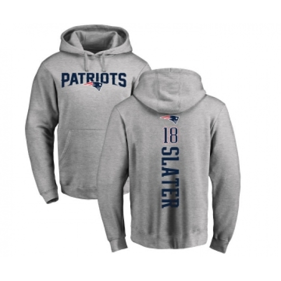 Football New England Patriots #18 Matthew Slater Ash Backer Pullover Hoodie - Jersey