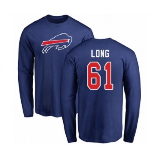 Football Buffalo Bills #61 Spencer Long Royal Blue Name & Number Logo Long Sleeve T-Shirt - Jersey