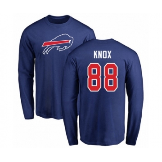 Football Buffalo Bills #88 Dawson Knox Royal Blue Name & Number Logo Long Sleeve T-Shirt - Jersey