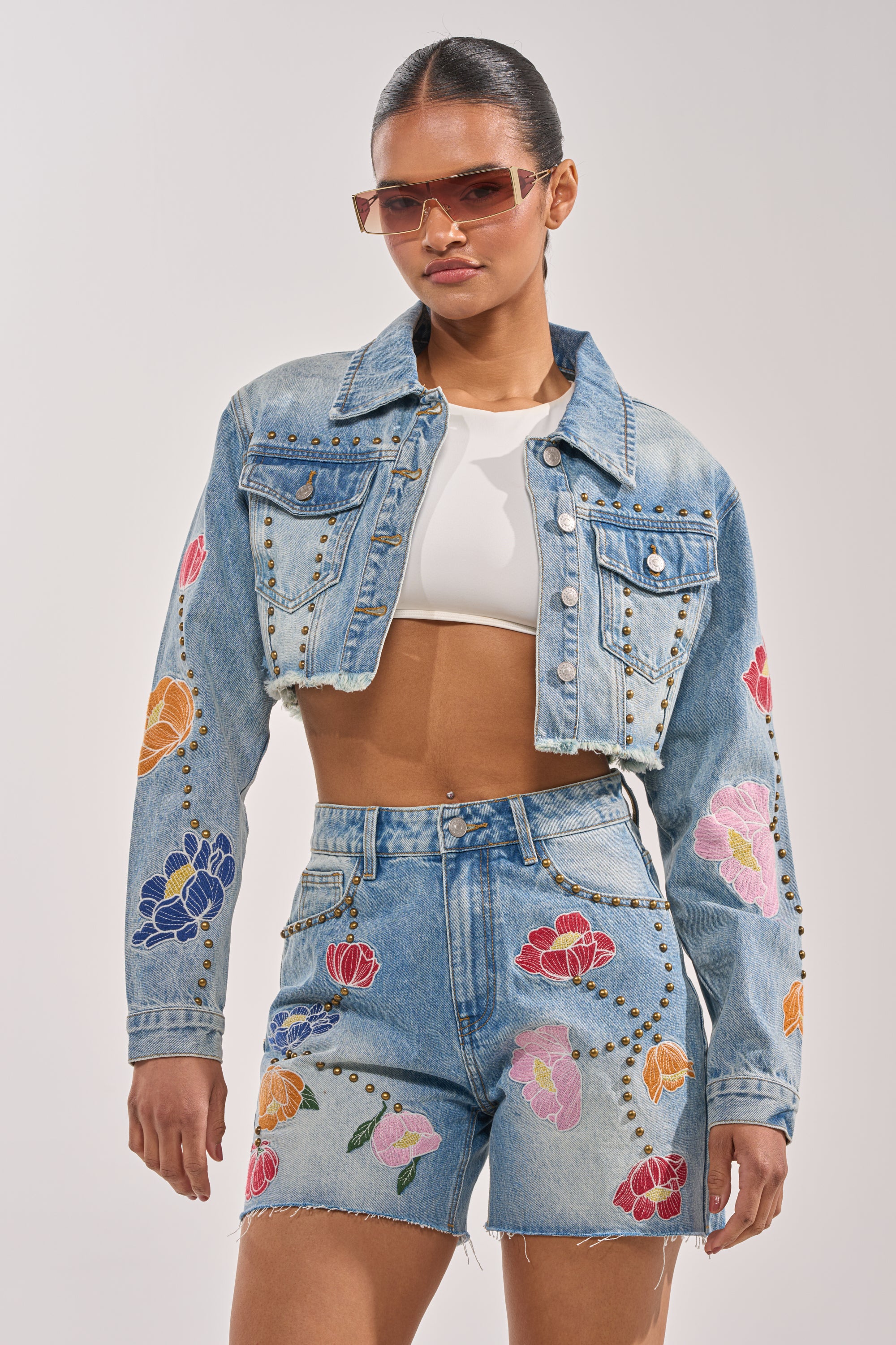 LOTTIE EMBROIDERED DENIM JACKET - Akira Wear