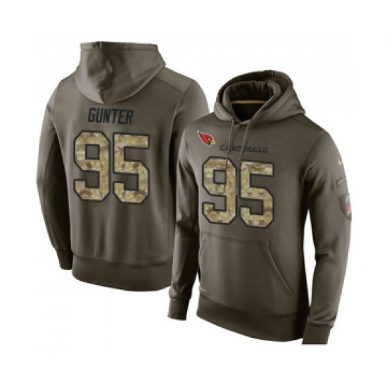 Football Arizona Cardinals #95 Rodney Gunter Green Salute To Service Men's Pullover Hoodie - Jersey