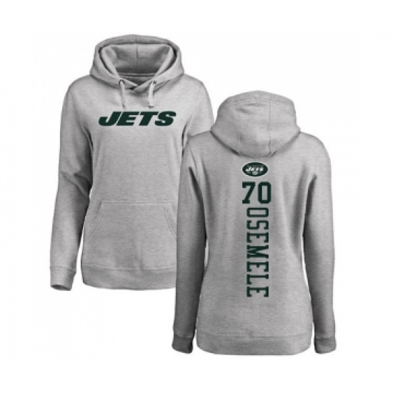 Football Women's New York Jets #70 Kelechi Osemele Ash Backer Pullover Hoodie - Jersey