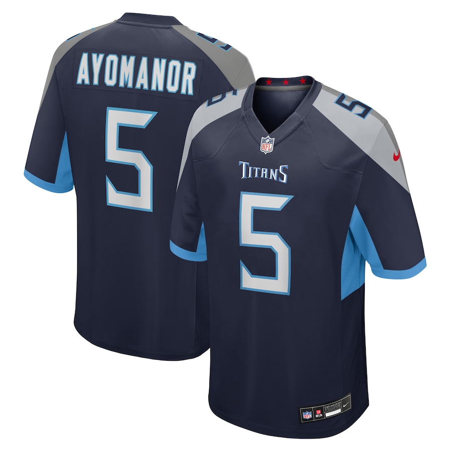 Men's Tennessee Titans Elic Ayomanor Nike Navy Team Game Jersey - Jersey