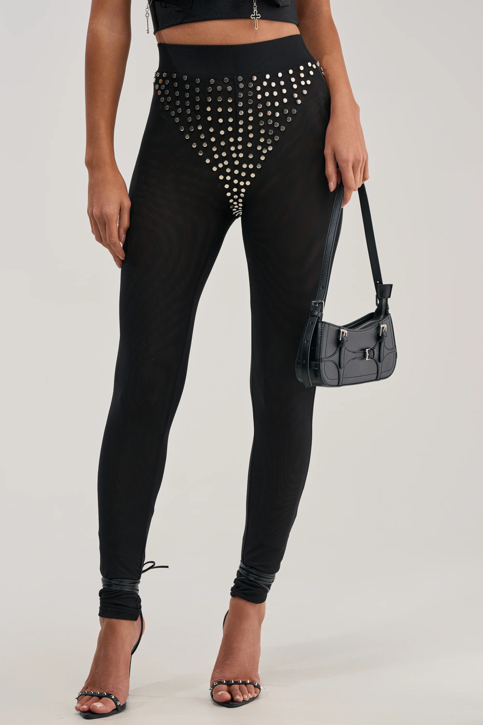 COOLEST GIRL ON THE BLOCK MESH LEGGING WITH STUDS - Akira Wear