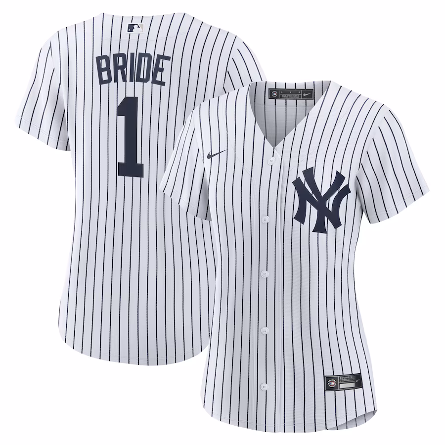 Women's New York Yankees Nike White #1 Bride Home Replica Jersey - Jersey