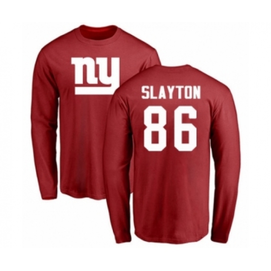 Football New York Giants #86 Darius Slayton Red Name & Number Logo Long Sleeve T-Shirt - Jersey