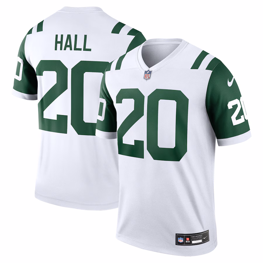 Men's New York Jets Breece Hall Nike White Legend Player Performance Top - Jersey