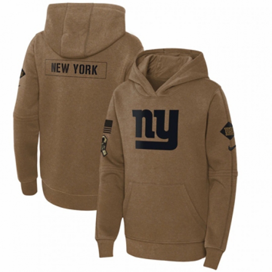 Youth New York Giants Nike Brown 2023 Salute to Service Club Fleece Pullover Hoodie - Jersey