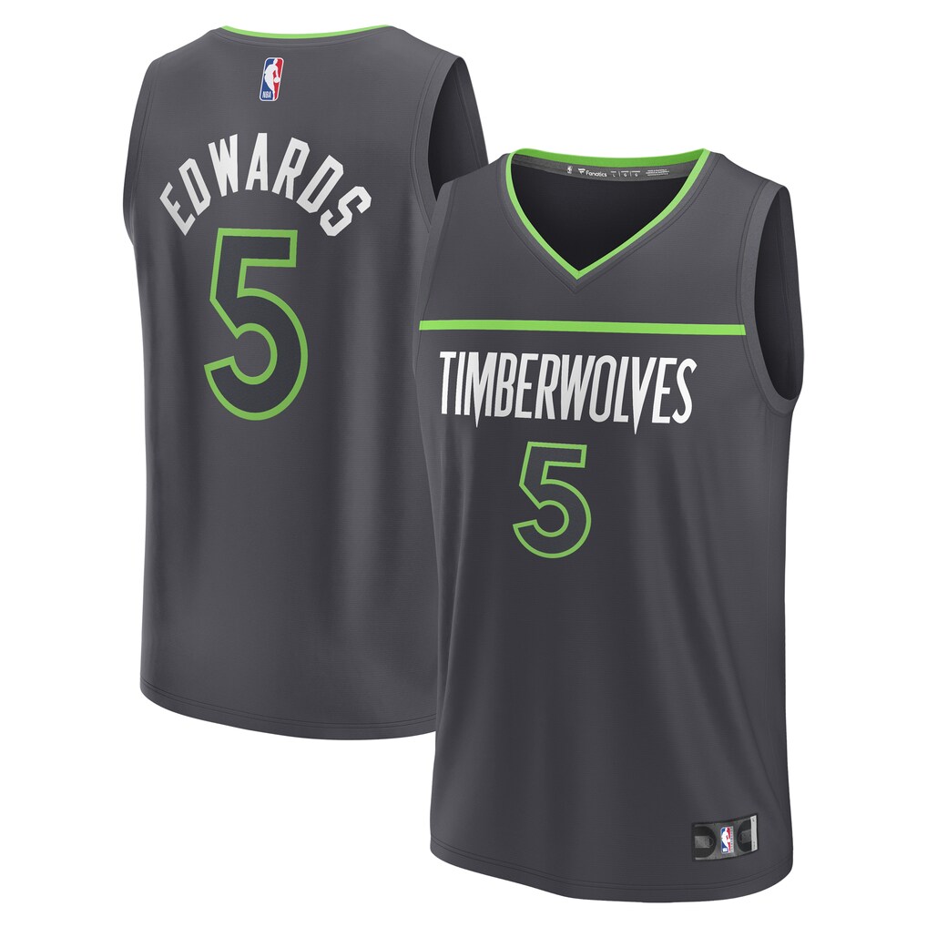 Men's Minnesota Timberwolves Anthony Edwards Fanatics Anthracite Fast Break Replica Player Jersey - Statement Edition - Jersey