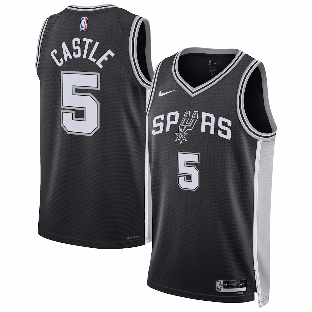 Unisex San Antonio Spurs Stephon Castle Nike Black Swingman Jersey - Icon Edition - Jersey