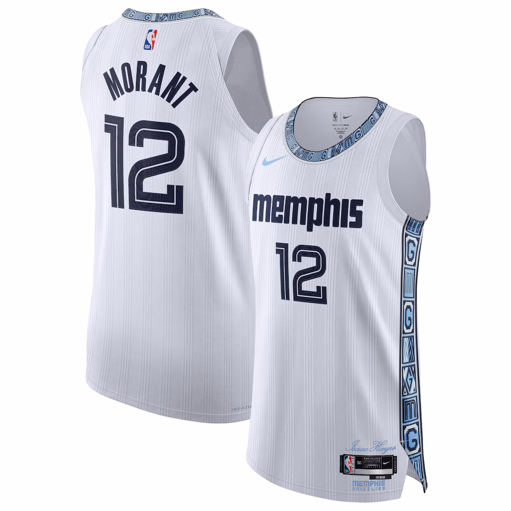 Unisex Memphis Grizzlies Ja Morant Nike White 2025/26 Authentic Jersey - City Edition - Jersey