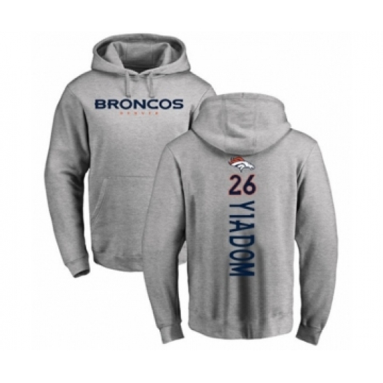 Football Denver Broncos #26 Isaac Yiadom Ash Backer Pullover Hoodie - Jersey