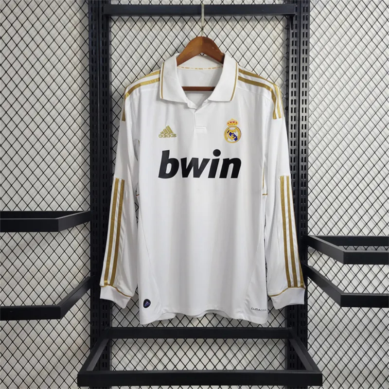Real Madrid Retro Jersey Home Long Sleeve Soccer Custom Shirt 2011/12 - Jersey