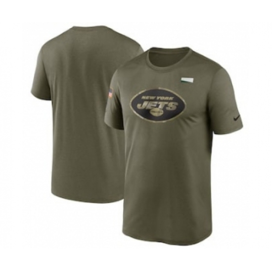 Men's New York Jets Football Olive 2021 Salute To Service Legend Performance T-Shirt - Jersey