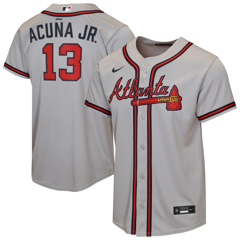 Youth Atlanta Braves Ronald Acuña Jr. Nike Gray Road Replica Jersey - Jersey