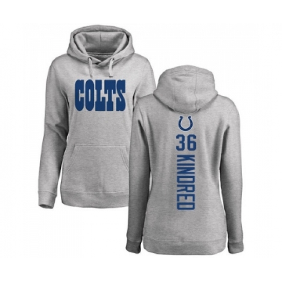Football Women's Indianapolis Colts #36 Derrick Kindred Ash Backer Pullover Hoodie - Jersey