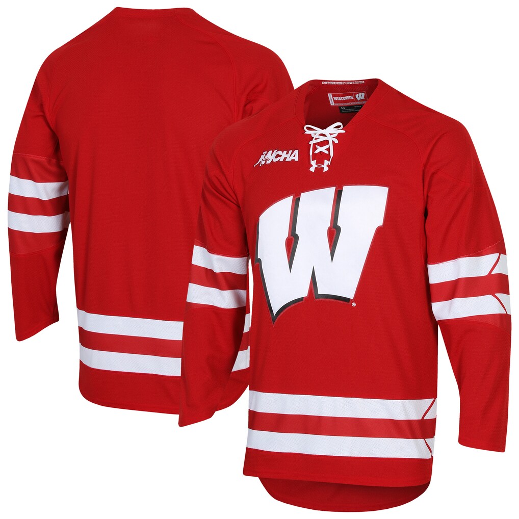 Men's Under Armour Red Wisconsin Badgers Replica Hockey Jersey - Jersey