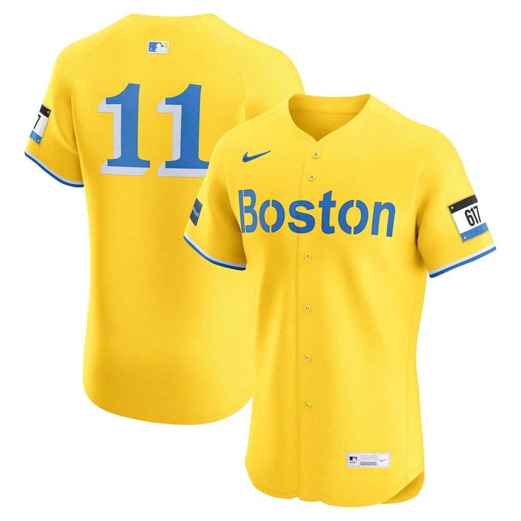 Men's Boston Red Sox Rafael Devers Nike Gold City Connect Sponsor Patch Elite Jersey - Jersey