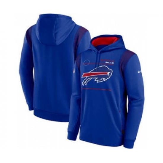 Men's Buffalo Bills 2021 Royal Sideline Logo Performance Pullover Hoodie - Jersey