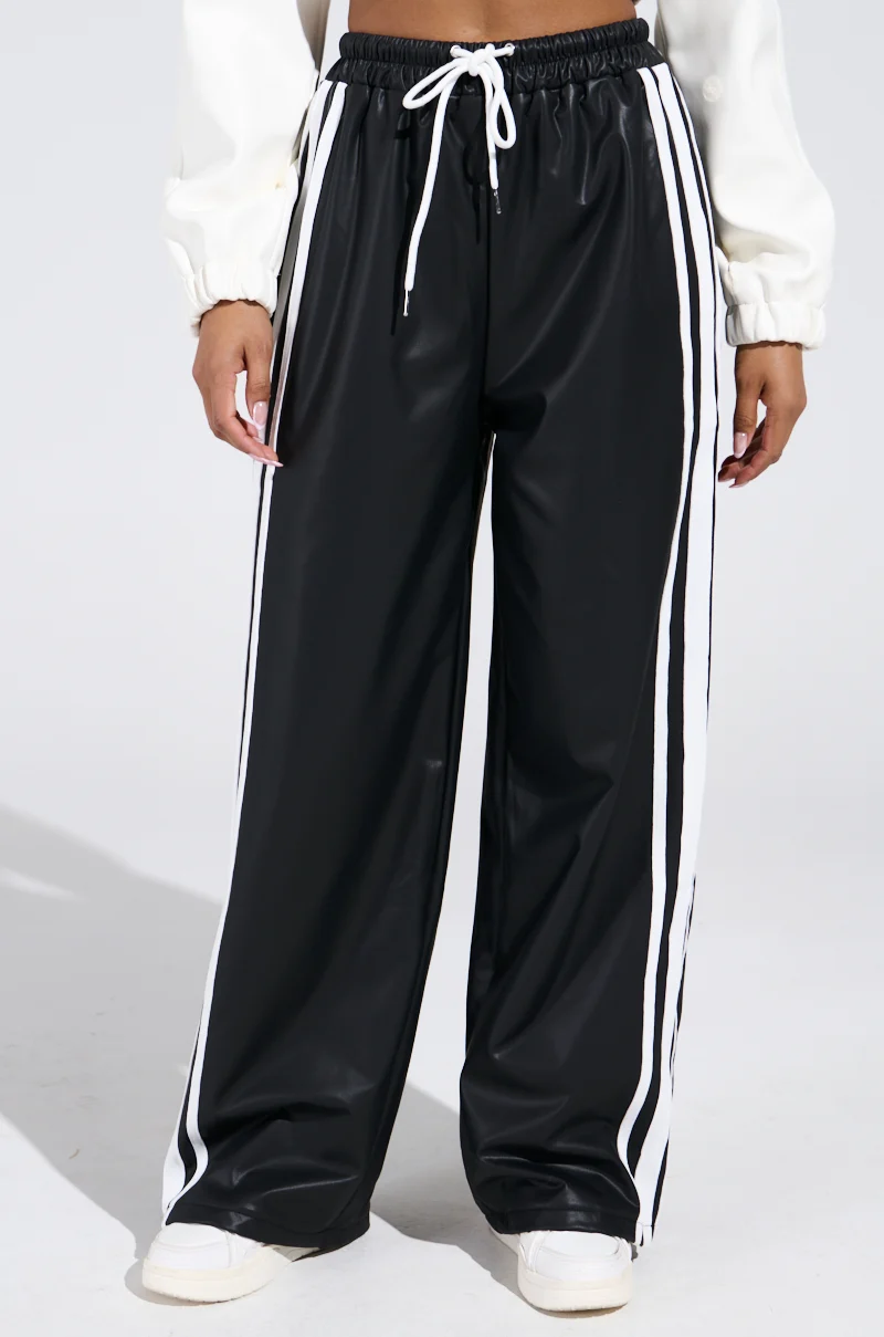BELLERS PU TRACK PANT IN BLACK - Akira Wear