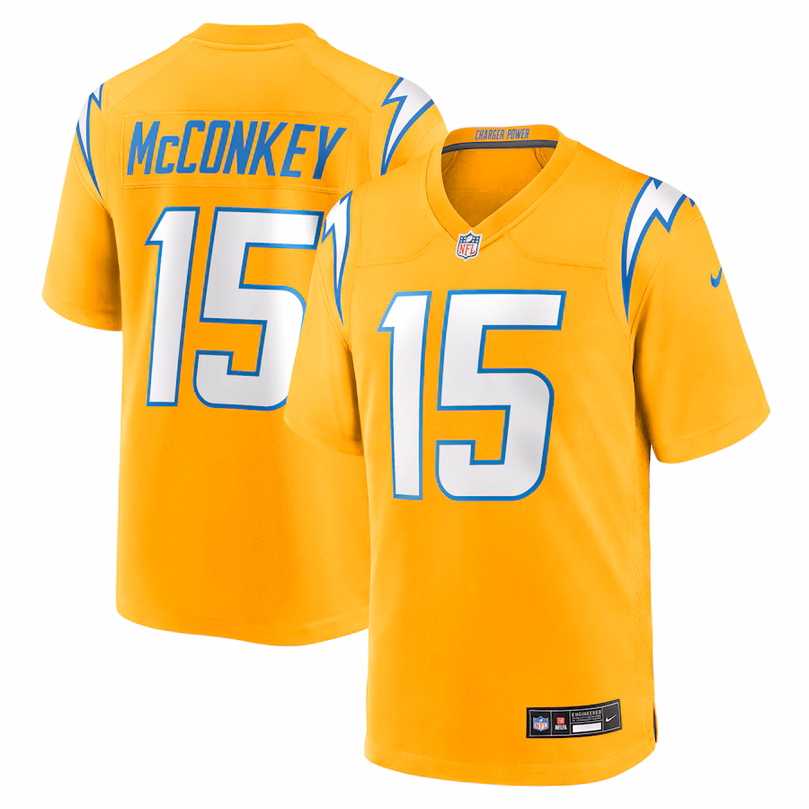 Men's Los Angeles Chargers Ladd McConkey Nike Gold Alternate Charger Power Game Player Jersey - Jersey
