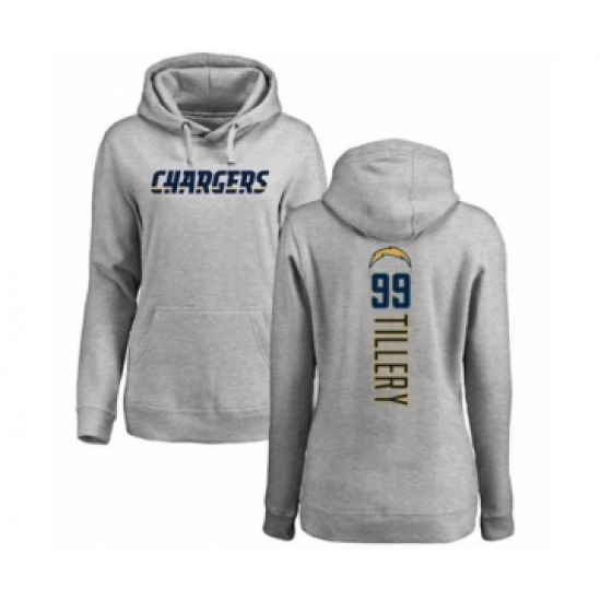 Football Women's Los Angeles Chargers #99 Jerry Tillery Ash Backer Pullover Hoodie - Jersey