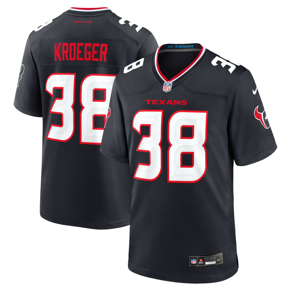Men's Houston Texans Kai Kroeger Nike Navy Team Game Jersey - Jersey