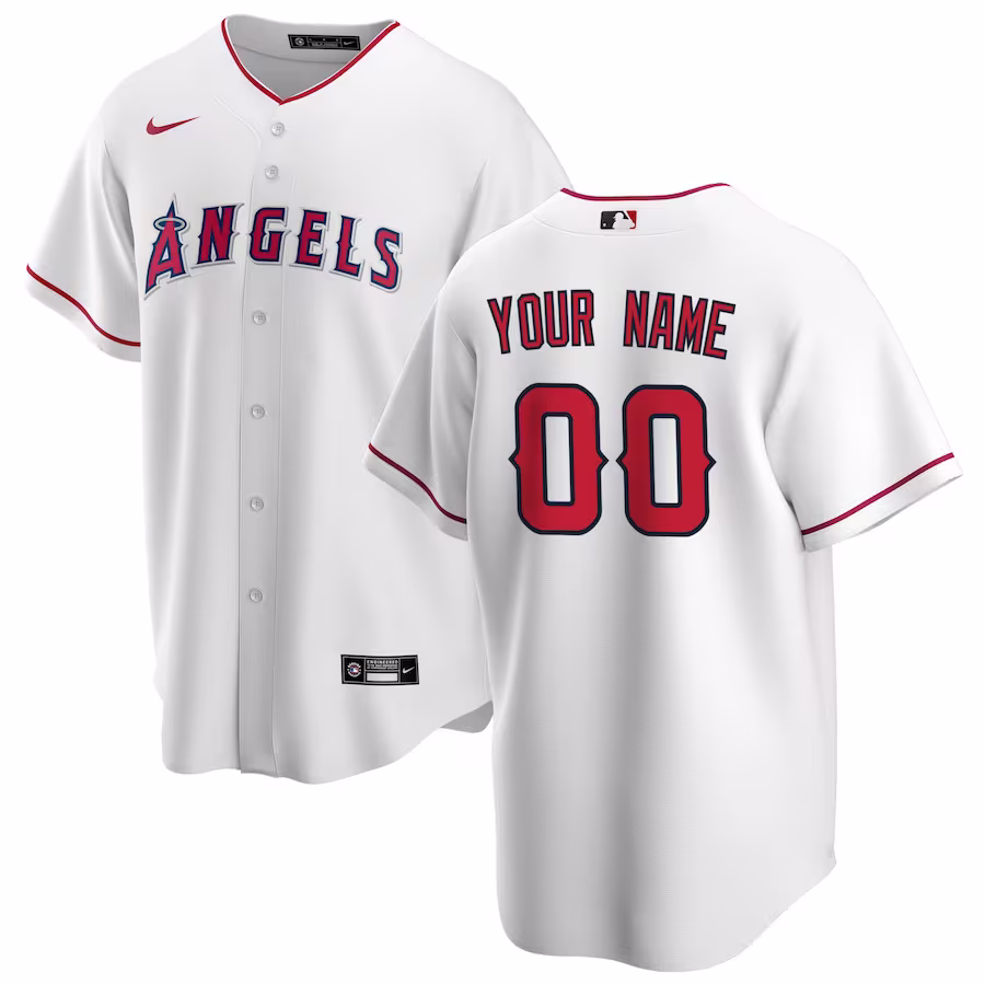 Men's Los Angeles Angels Nike White Home Replica Custom Jersey - Jersey