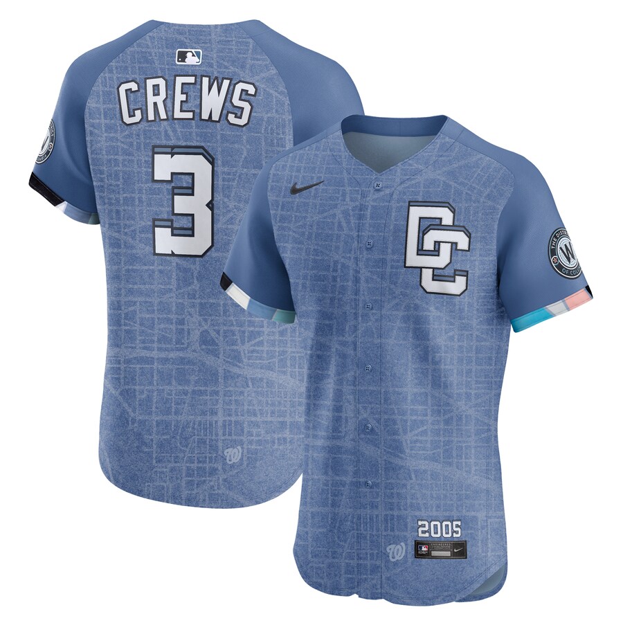 Men's Washington Nationals Dylan Crews Nike Blue 2025 City Connect Elite Player Jersey - Jersey