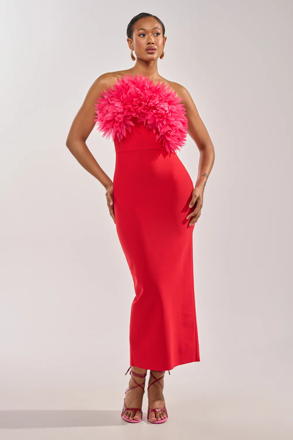 HEART ON MY SLEEVE BANDAGE MIDI DRESS - Akira Wear