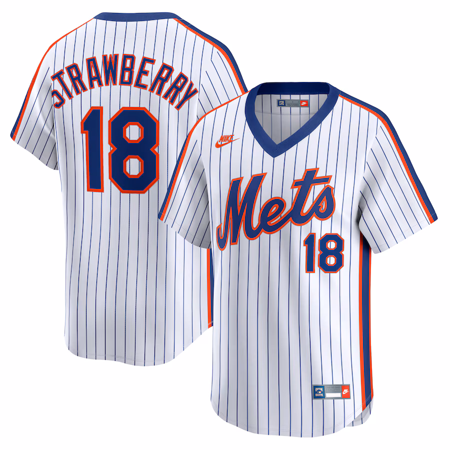 Men's New York Mets Darryl Strawberry Nike White Throwback Cooperstown Collection Limited Jersey - Jersey