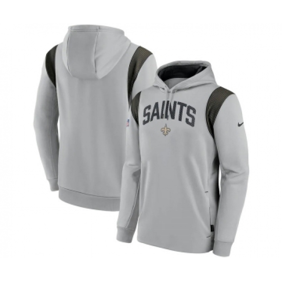 Men's New Orleans Saints Gray Sideline Stack Performance Pullover Hoodie - Jersey