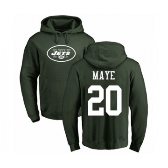 Football New York Jets #20 Marcus Maye Green Name & Number Logo Pullover Hoodie - Jersey