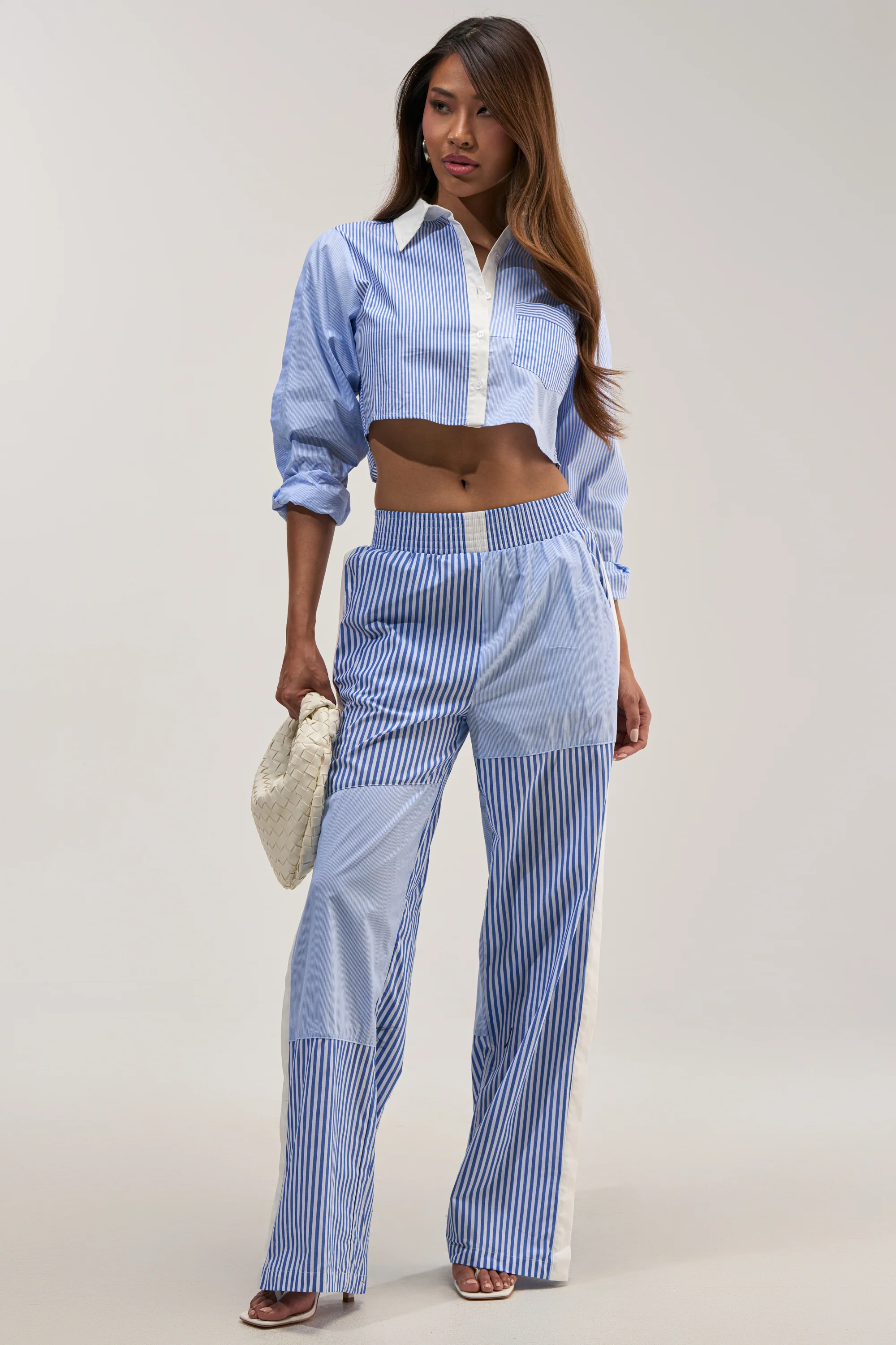 REESE MIXED STRIPE POPLIN WIDE LEG PANT - Akira Wear