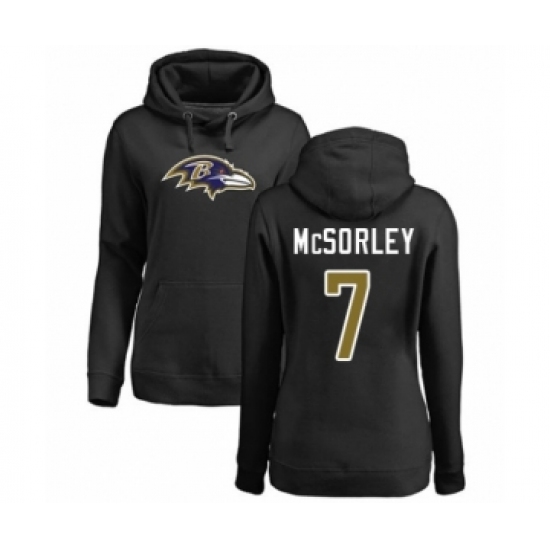 Football Women's Baltimore Ravens #7 Trace McSorley Black Name & Number Logo Pullover Hoodie - Jersey
