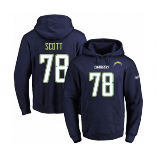 Football Men's Los Angeles Chargers #78 Trent Scott Navy Blue Name & Number Pullover Hoodie - Jersey